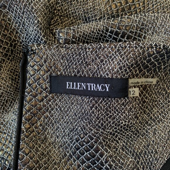 Ellen Tracy Faux Metallic Snakeskin Sleeveless Knee-Length Dress - Size 12 - Picture 7 of 9